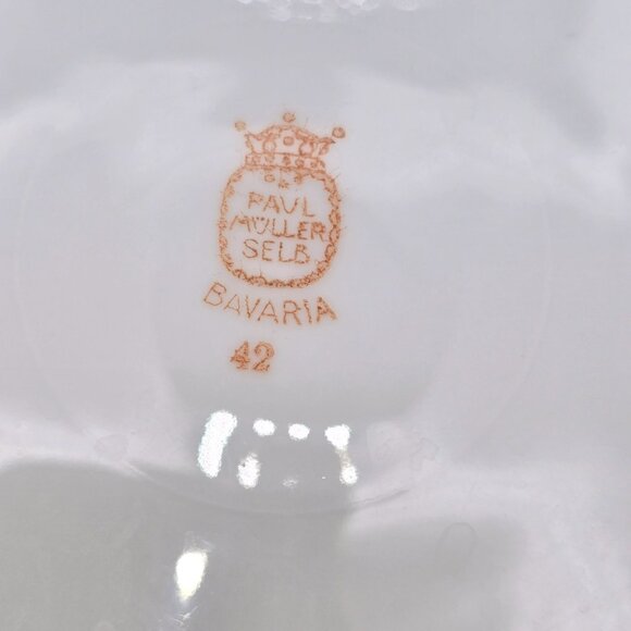Paul Muller Selb Bavaria White Gold Porcelain Lunch Plates Set Of 2 CM2120 - Picture 5 of 5